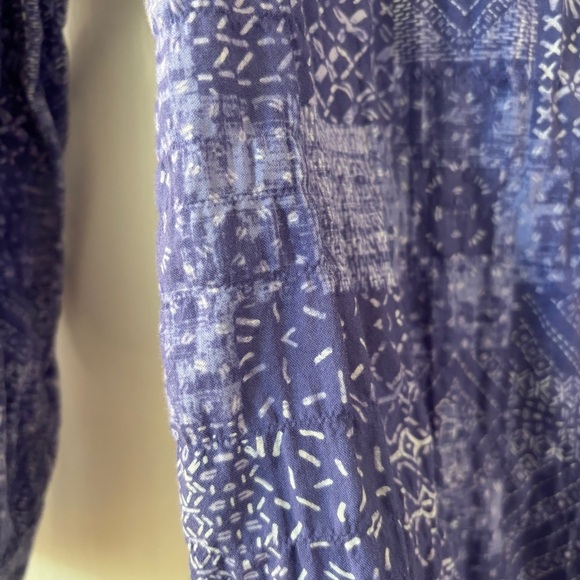 J. McLaughlin Lois Crinkle Shirt Size Medium Purple Patchwork‎ Quilted Button Up - Picture 11 of 13